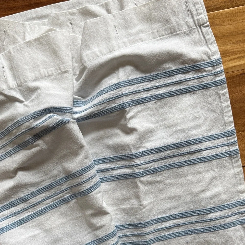 Striped Blue and White Fabric Shower Curtain